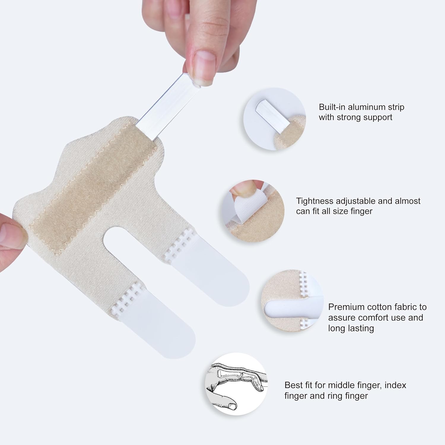 6 pcs Oval Finger Splint and 2 pcs Trigger Finger Splints for Arthritis, Trigger Finger,Mallet Fingers - Comfortable and Effective Pain Relief Finger splints For Thumb, Index, Middle, Pinky or Ring Finger (Size 2,2,3,3,4,4)