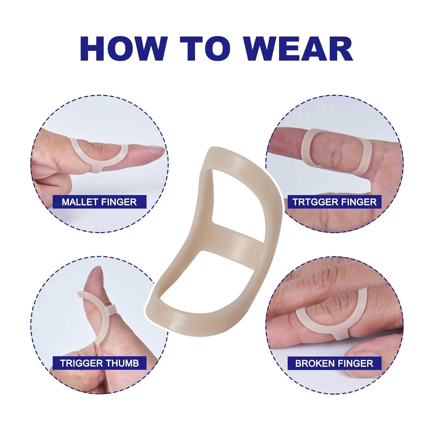 6 pcs Oval Finger Splint and 2 pcs Trigger Finger Splints for Arthritis, Trigger Finger,Mallet Fingers - Comfortable and Effective Pain Relief Finger splints For Thumb, Index, Middle, Pinky or Ring Finger (Size 2,2,3,3,4,4)