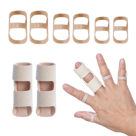 6 pcs Oval Finger Splint and 2 pcs Trigger Finger Splints for Arthritis, Trigger Finger,Mallet Fingers - Comfortable and Effective Pain Relief Finger splints For Thumb, Index, Middle, Pinky or Ring Finger (Size 2,2,3,3,4,4)