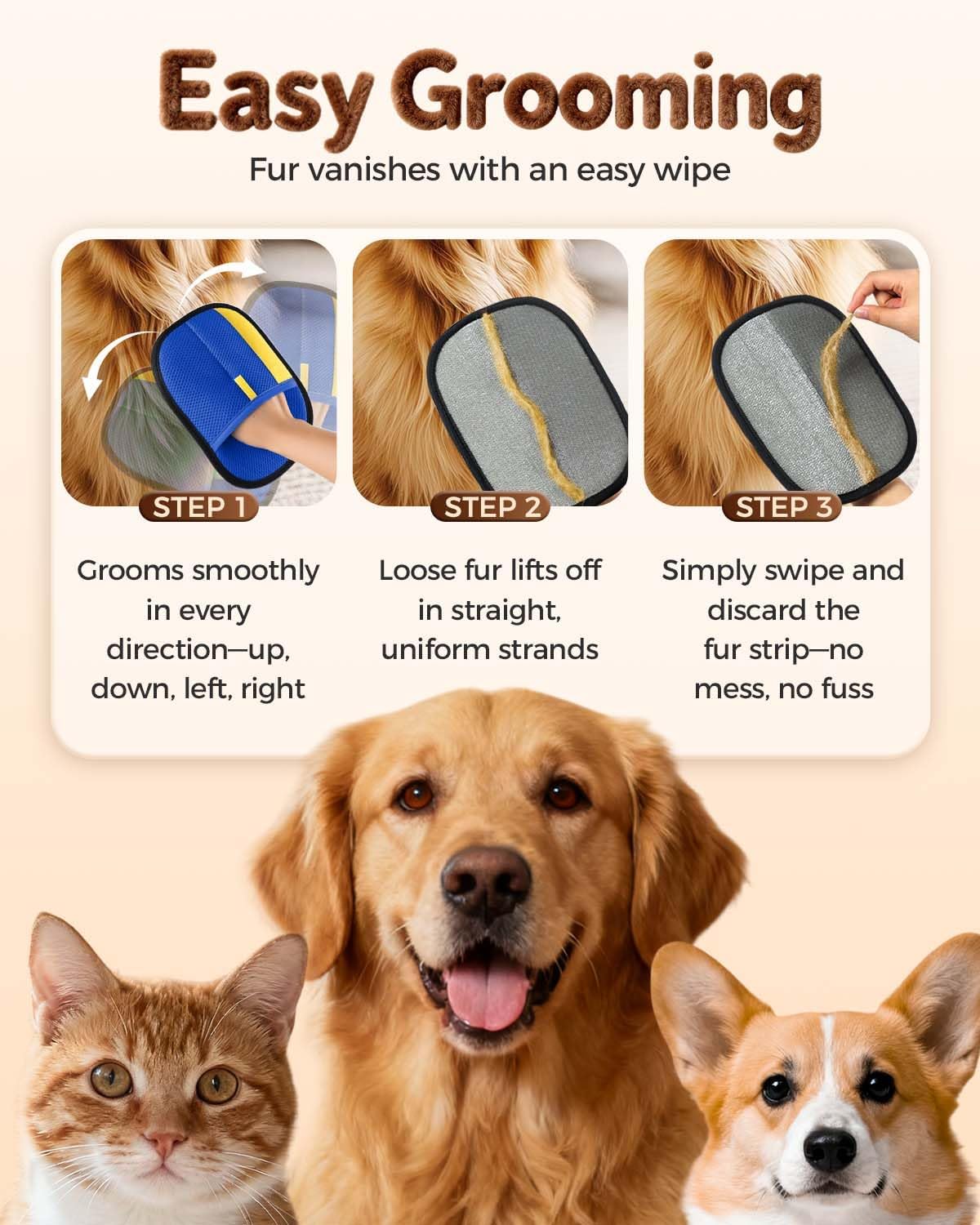 Pet Hair Removal Glove, Upgraded Thickened Pet Hair Remover Glove for Cats & Dogs, Reusable Powerful Cat Grooming Gloves, Pet Hair Remover Tool for Clothing, Couch, Furniture, Car Seats