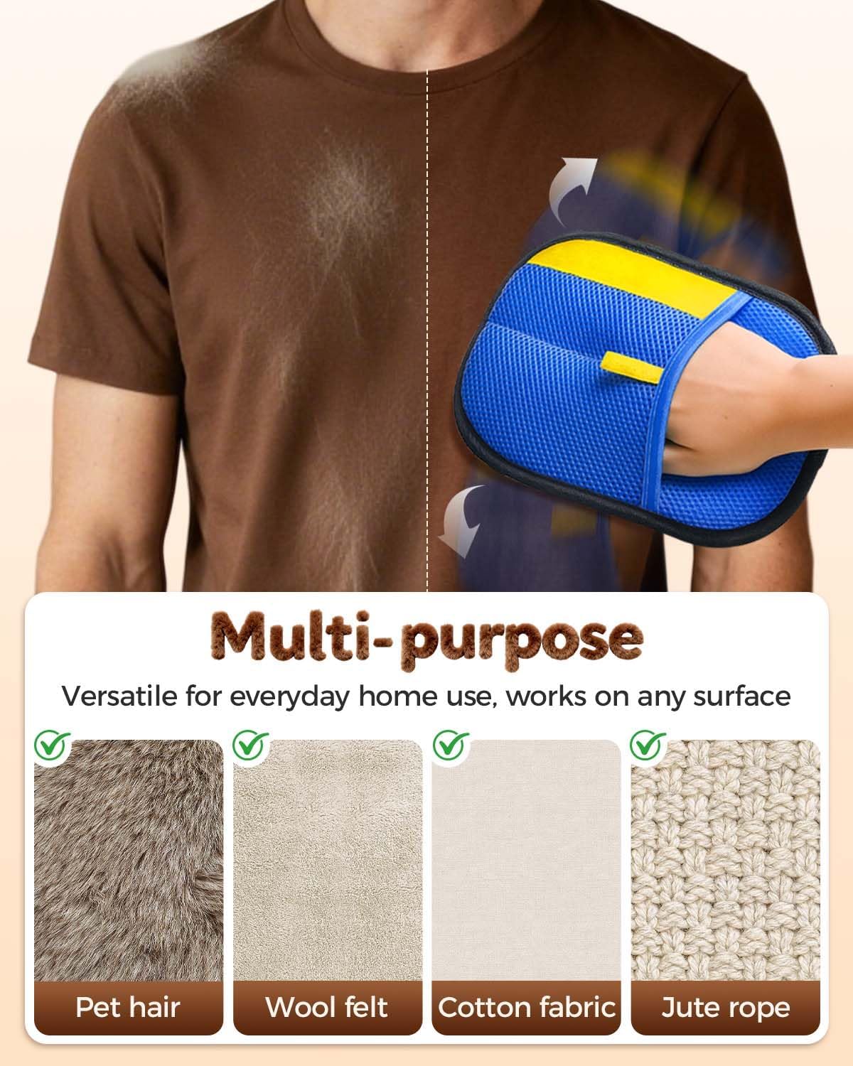 Pet Hair Removal Glove, Upgraded Thickened Pet Hair Remover Glove for Cats & Dogs, Reusable Powerful Cat Grooming Gloves, Pet Hair Remover Tool for Clothing, Couch, Furniture, Car Seats