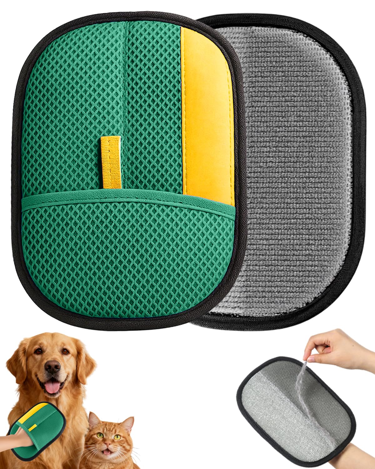 Pet Hair Removal Glove, Upgraded Thickened Pet Hair Remover Glove for Cats & Dogs, Reusable Powerful Cat Grooming Gloves, Pet Hair Remover Tool for Clothing, Couch, Furniture, Car Seats