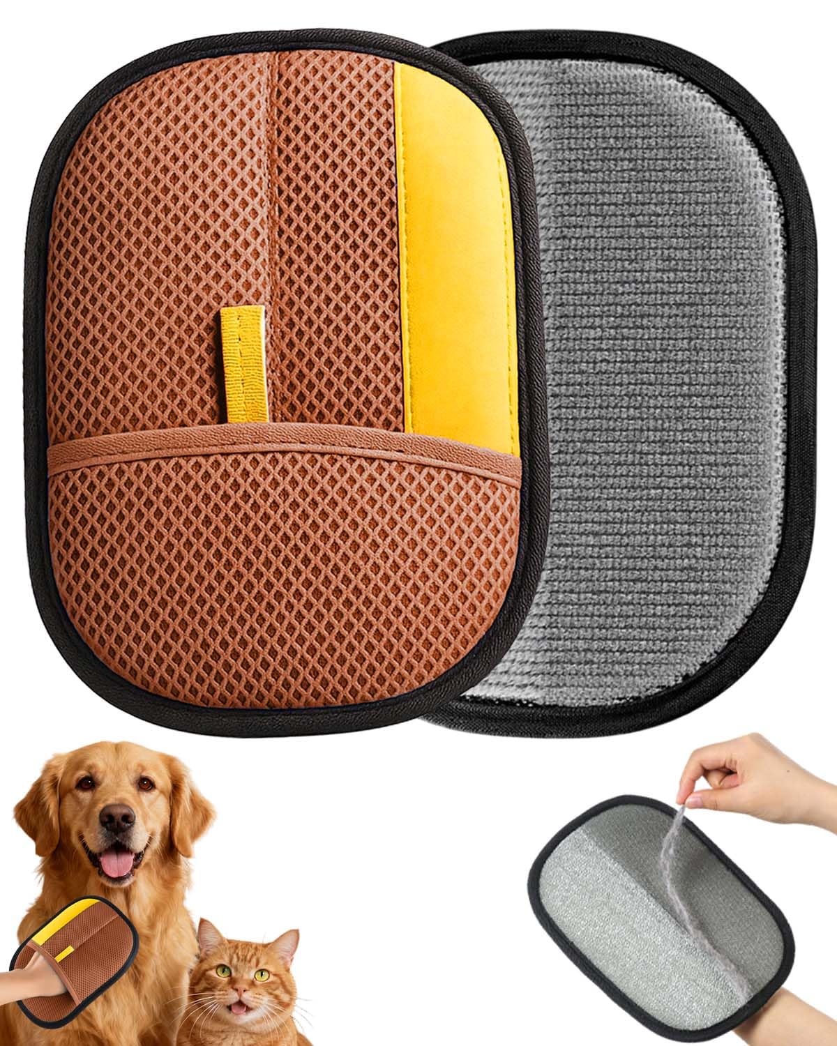 Pet Hair Removal Glove, Upgraded Thickened Pet Hair Remover Glove for Cats & Dogs, Reusable Powerful Cat Grooming Gloves, Pet Hair Remover Tool for Clothing, Couch, Furniture, Car Seats