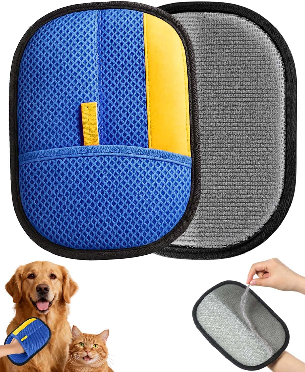 Pet Hair Removal Glove, Upgraded Thickened Pet Hair Remover Glove for Cats & Dogs, Reusable Powerful Cat Grooming Gloves, Pet Hair Remover Tool for Clothing, Couch, Furniture, Car Seats