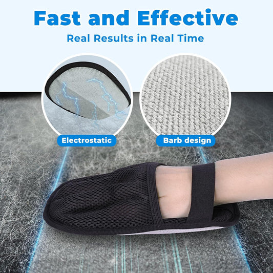 GRENTY 2 PCS Pet Hair Removal Glove for Dogs & Cats, Upgraded Five-Finger Electrostatic Magic Brush Pet Hair Remover, Pet Hair Removal Tools for Clothing, Carpet, Sofa Gaps, Car Seat