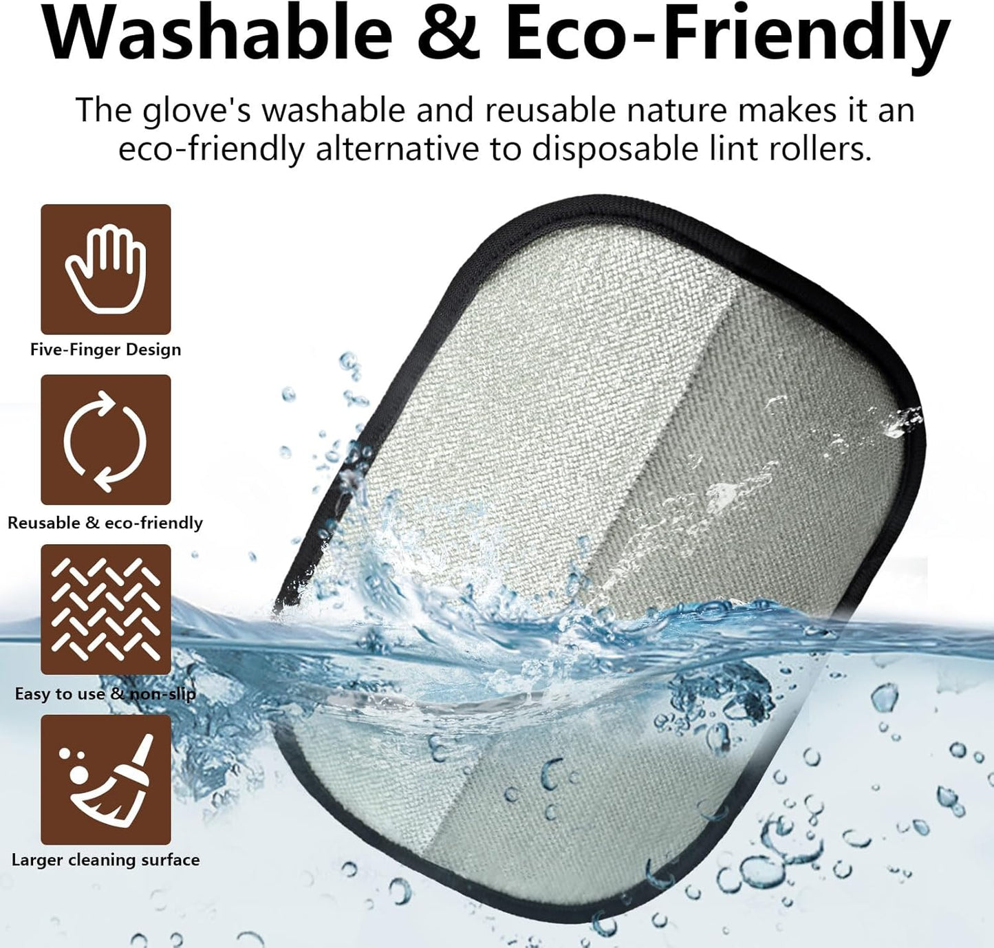 Upgraded Pet Hair Removal Gloves for Cats & Dogs, Five-Finger Electrostatic Reusable Magic Brush for Effortless Pet Hair Remover Tool on Carpet, Clothing, Laundry, Couch, Car Seat (Black)